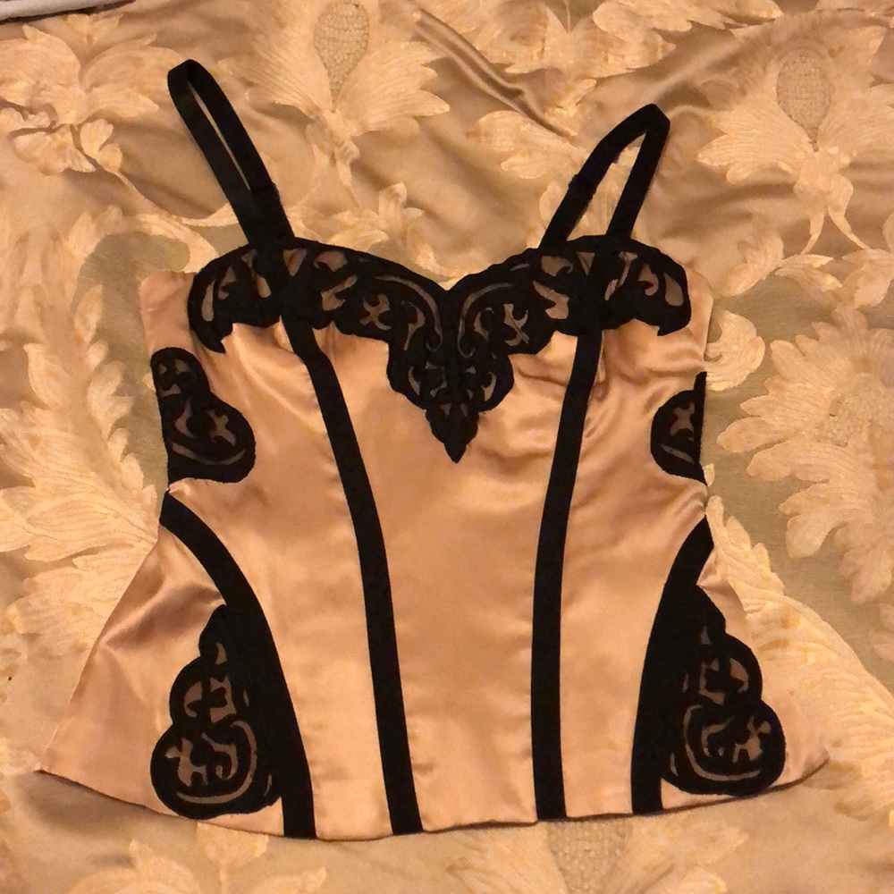 NWOT Bebe Satin and Lace Bustier Small